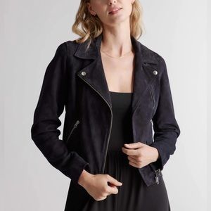 Quince 100% Suede Biker Jacket, Charcoal, XL, Never Worn!